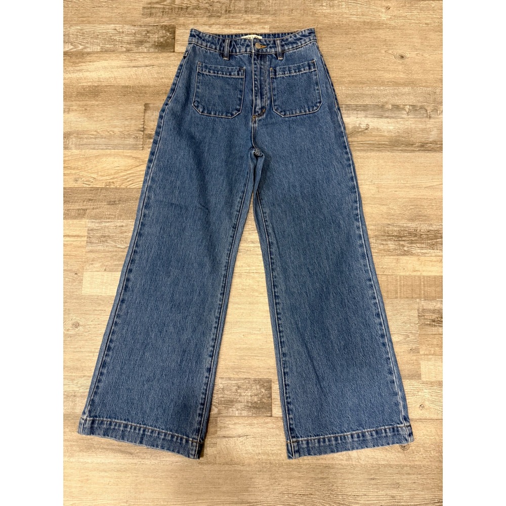 Rollas High Rise Wide Leg Jeans Blue Denim Size 26